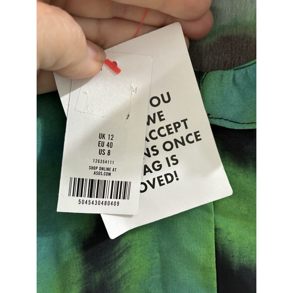 Topshop animal ruffle neck tea dress in green US 8 NWT - Picture 5 of 10